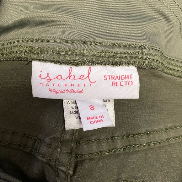 Maternity Isabel Maternity Olive Green Over Belly Straight Jeggings Pants - Picture 8 of 8